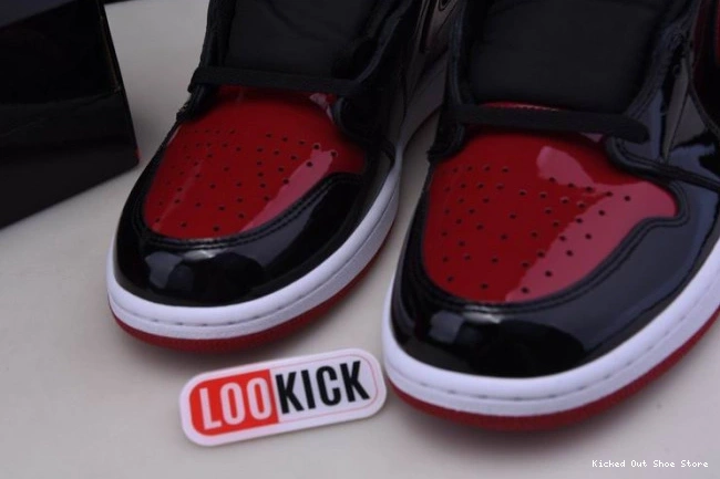 Kicked Out Shoe Store High 555088-063 Bred Air OG Jordan 1 Patent 0801